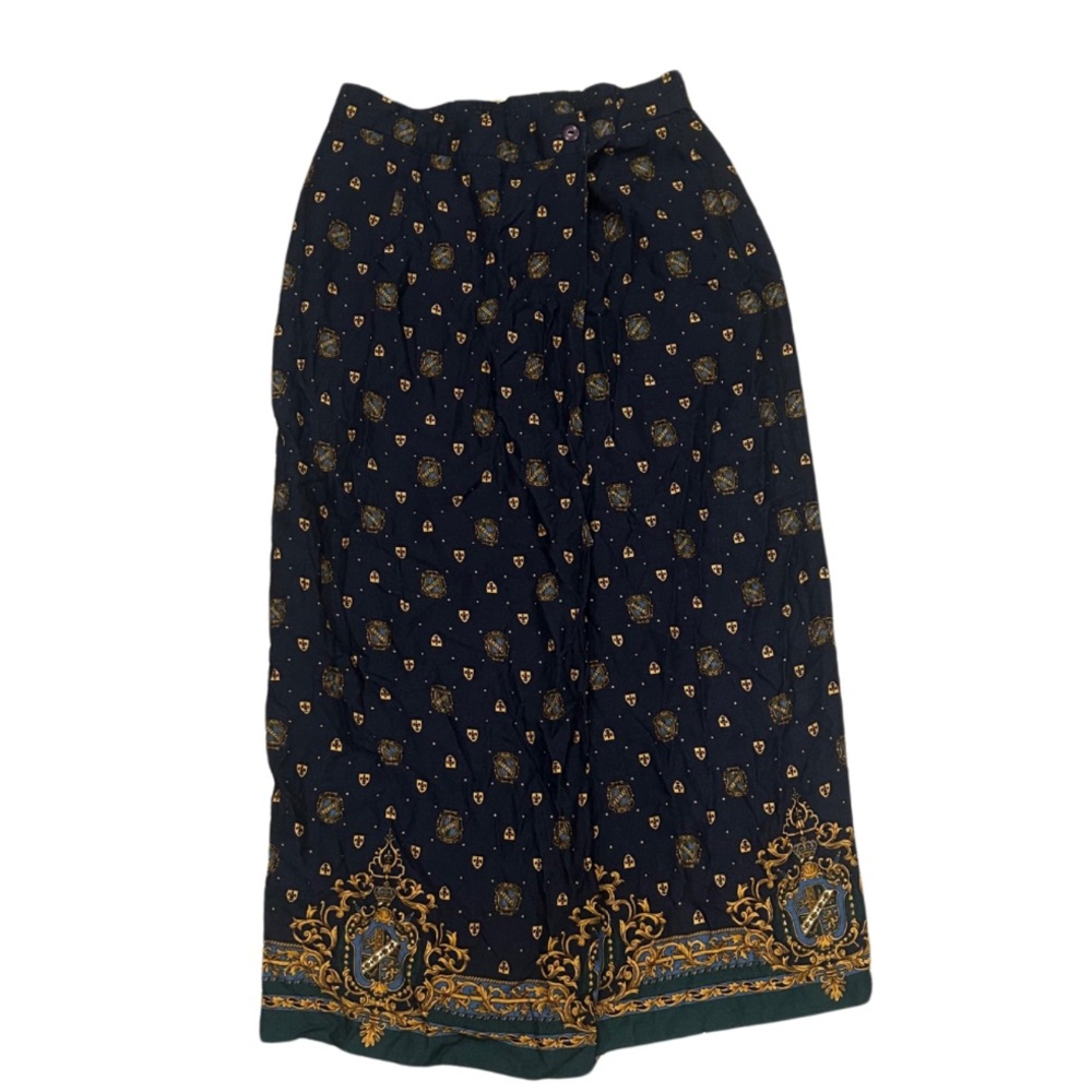 Vintage Pendleton Midi Wrap Skirt | Navy/Print | Size 6